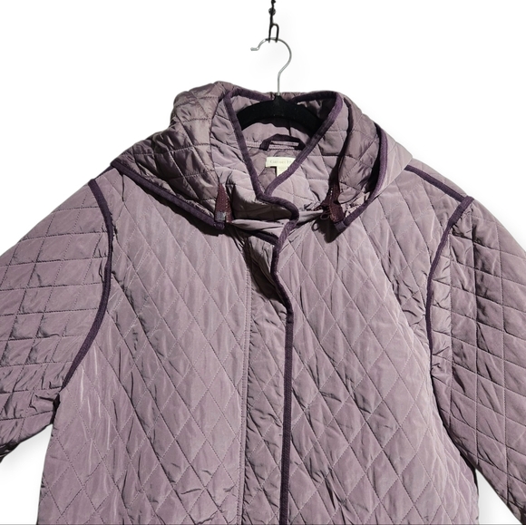 EUC GARNET HILL ESSENTIAL QUILTED COAT - PLUM SZ XL - Picture 3 of 10